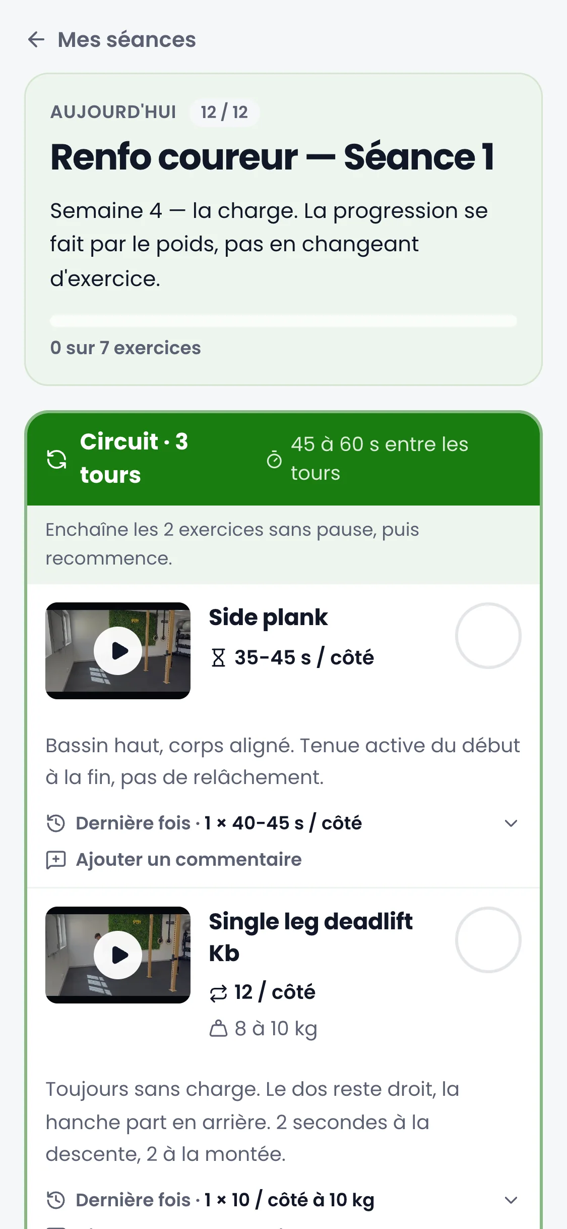 Le détail d'une séance : circuits, séries, répétitions et temps de repos